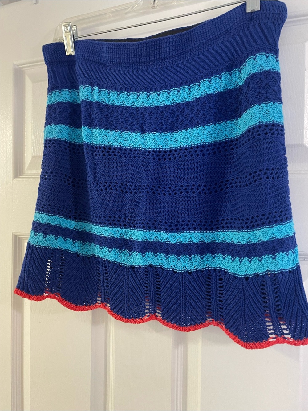 RACHEL Rachel Roy Navy Blue with Aqua Stripe Knit Mini Skirt - Picture 4 of 8